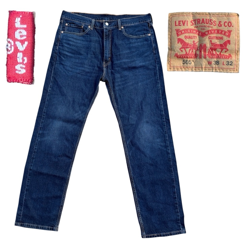 Levi's 505 Stretch Classic Straight Leg Reg Fit Men's Jeans 38x32 Dadcore 90s